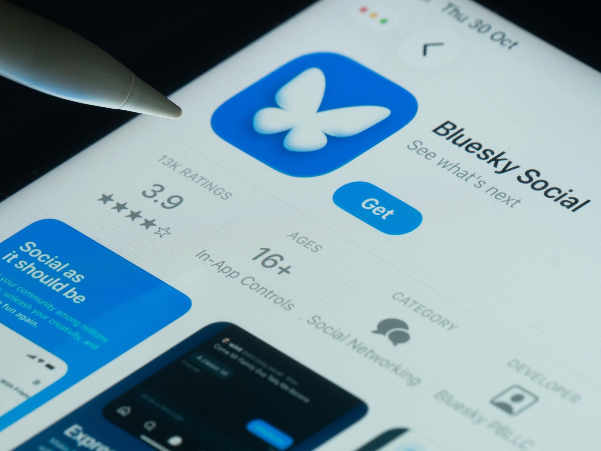 Bluesky app on App Store with stylus.