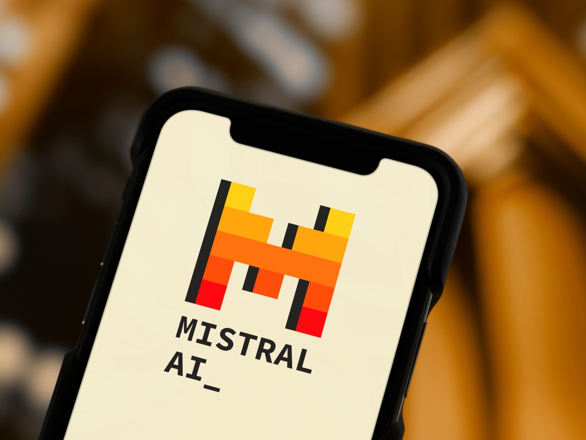 Mistral AI logo on a smartphone.