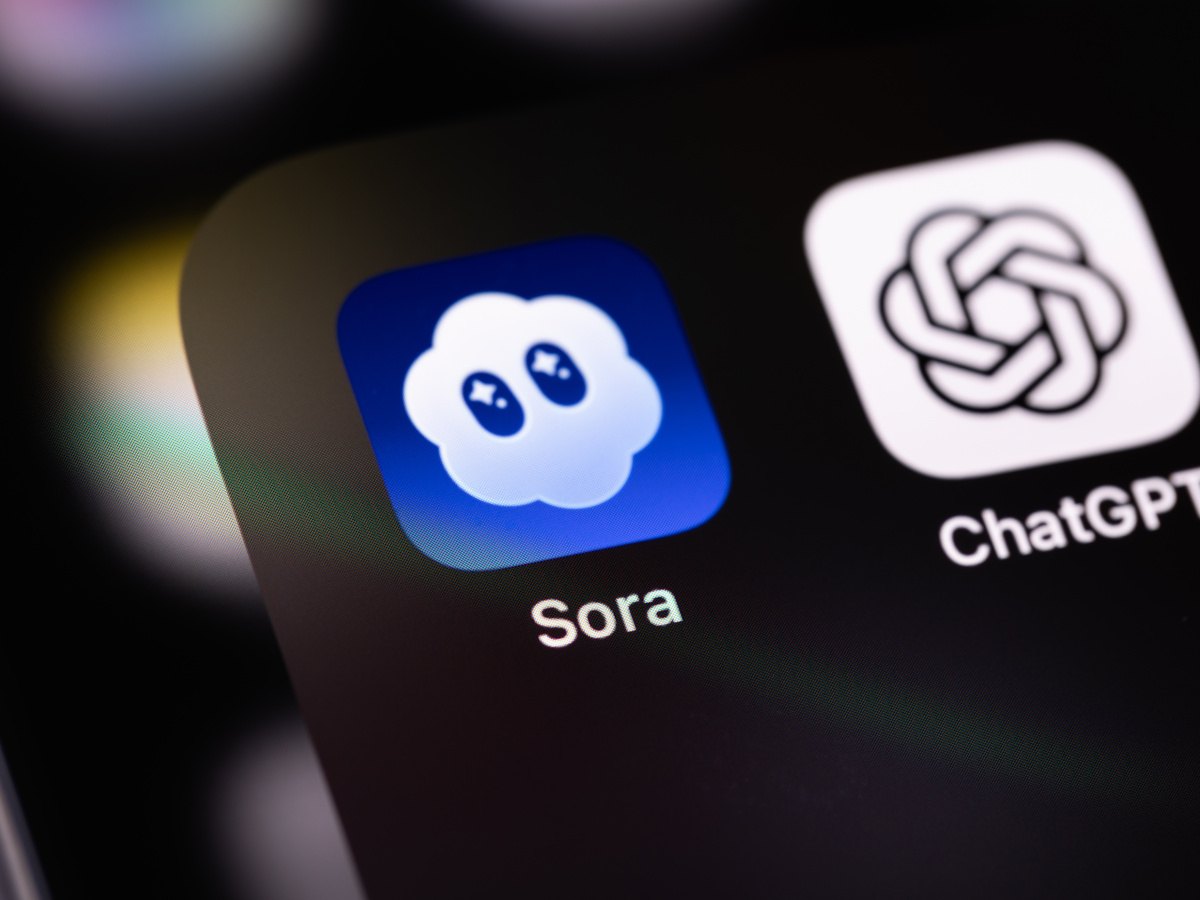 A blue app with a white cloud-like graphic and a white app with ChatGPT