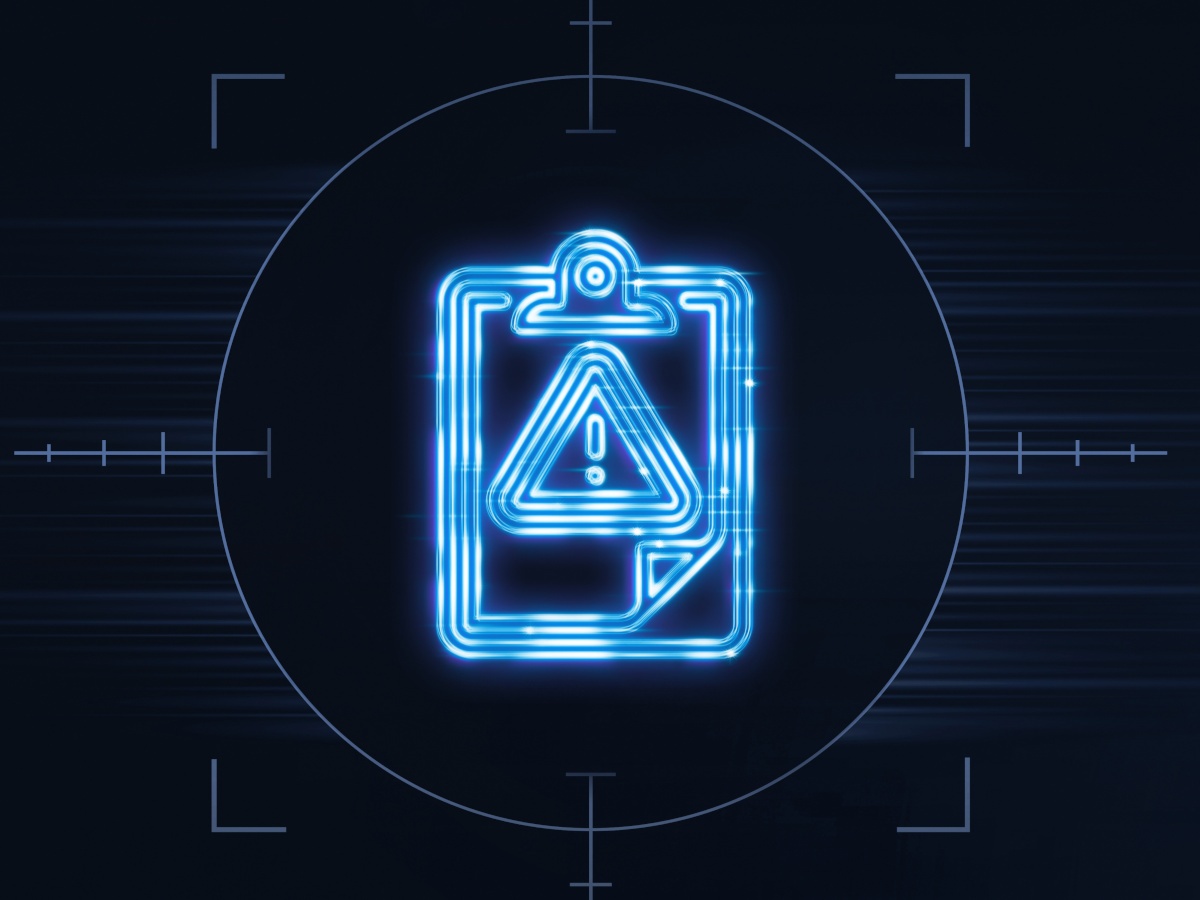 A digital image of a medical notepad in the middle of a crosshair.