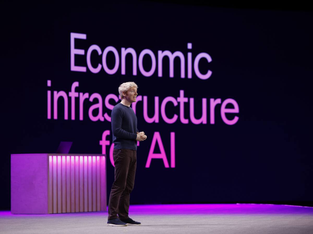 Patrick Collison on stage at Stripe Sessions
