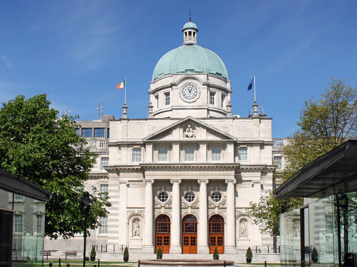 The Dail Government Building in Dublin, Ireland on clear day.