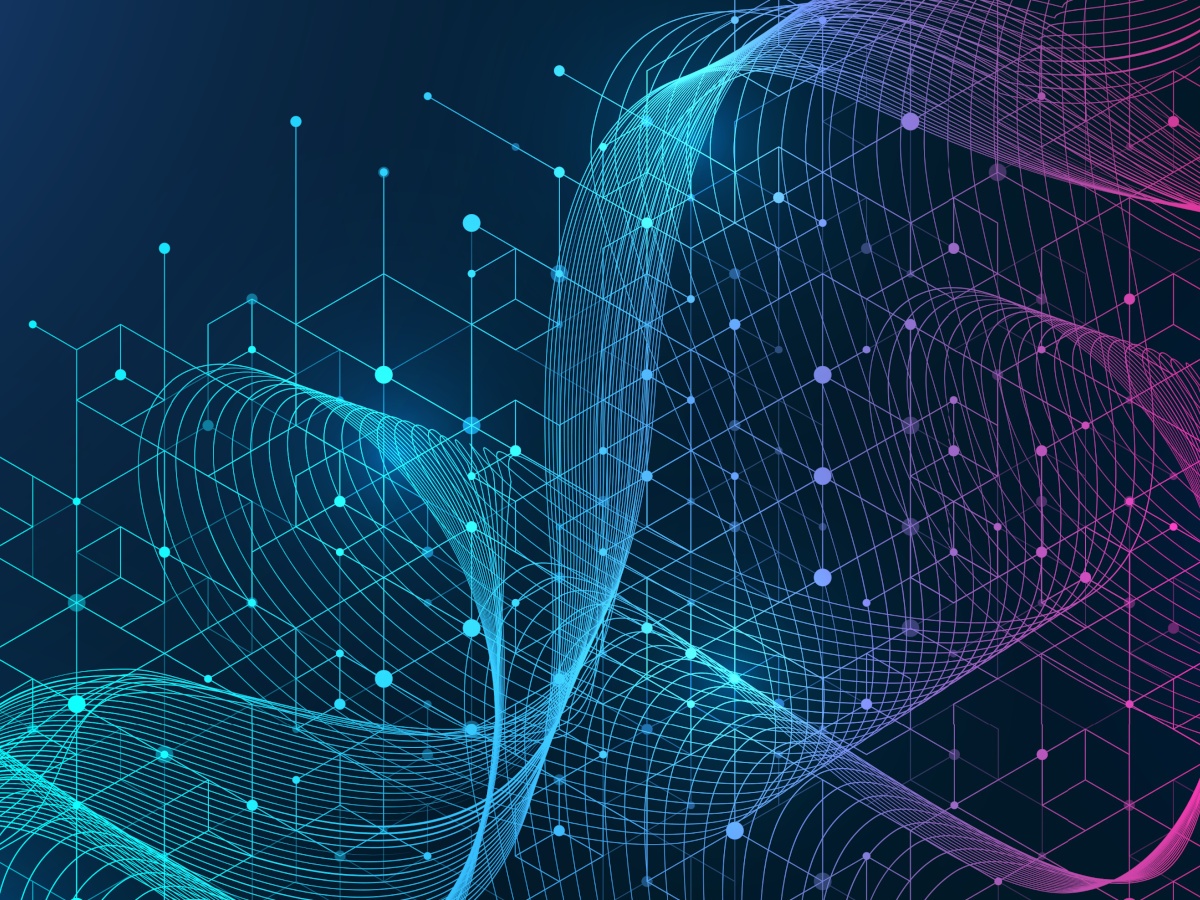 A blue and purple abstract representation of quantum activity.