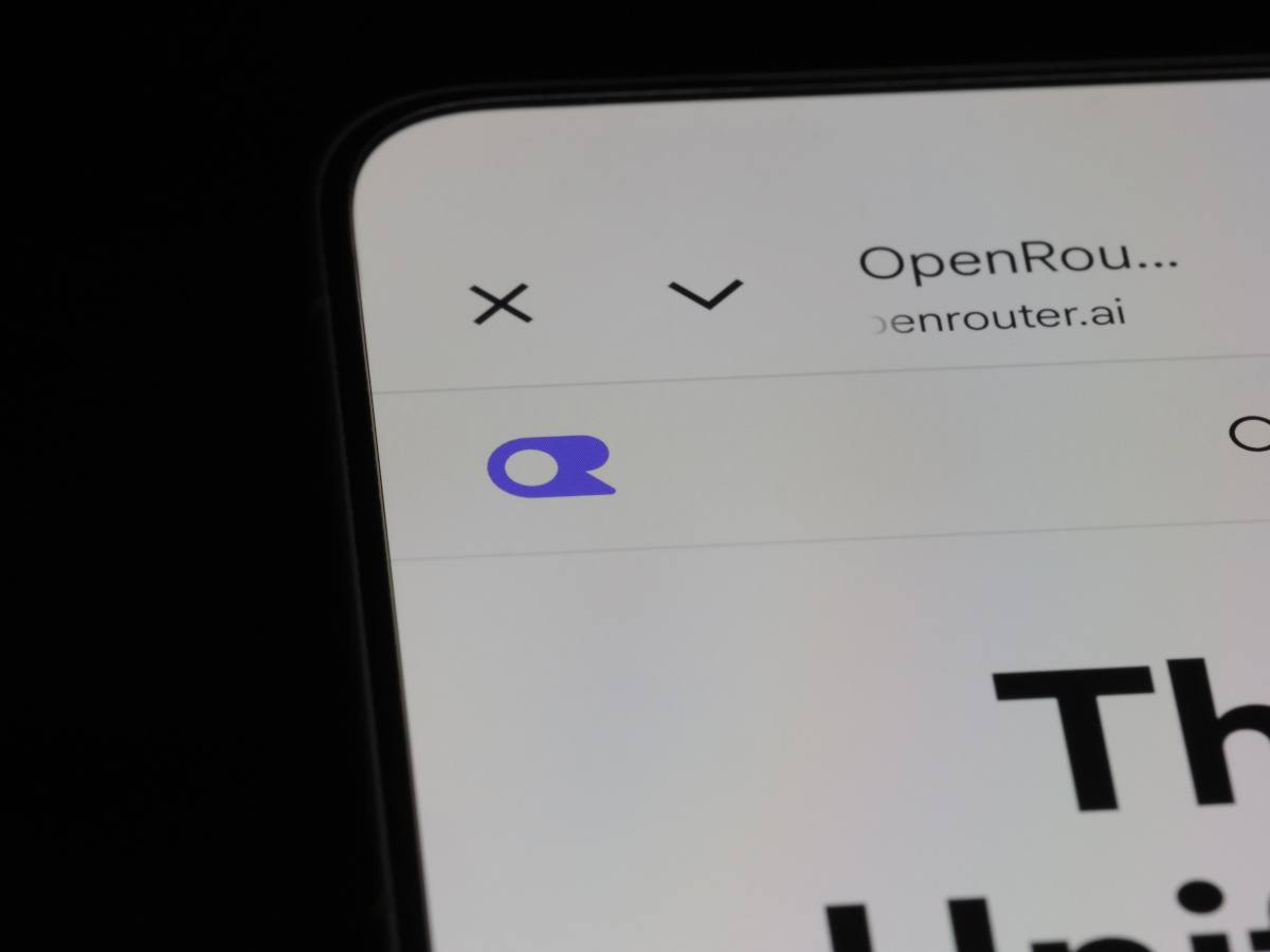 openrouter website opened on a smartphone.