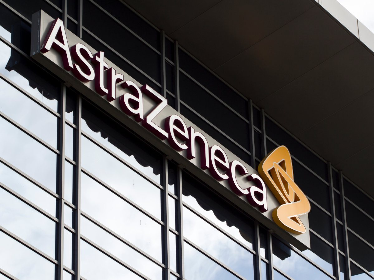 AstraZeneca logo on a building.