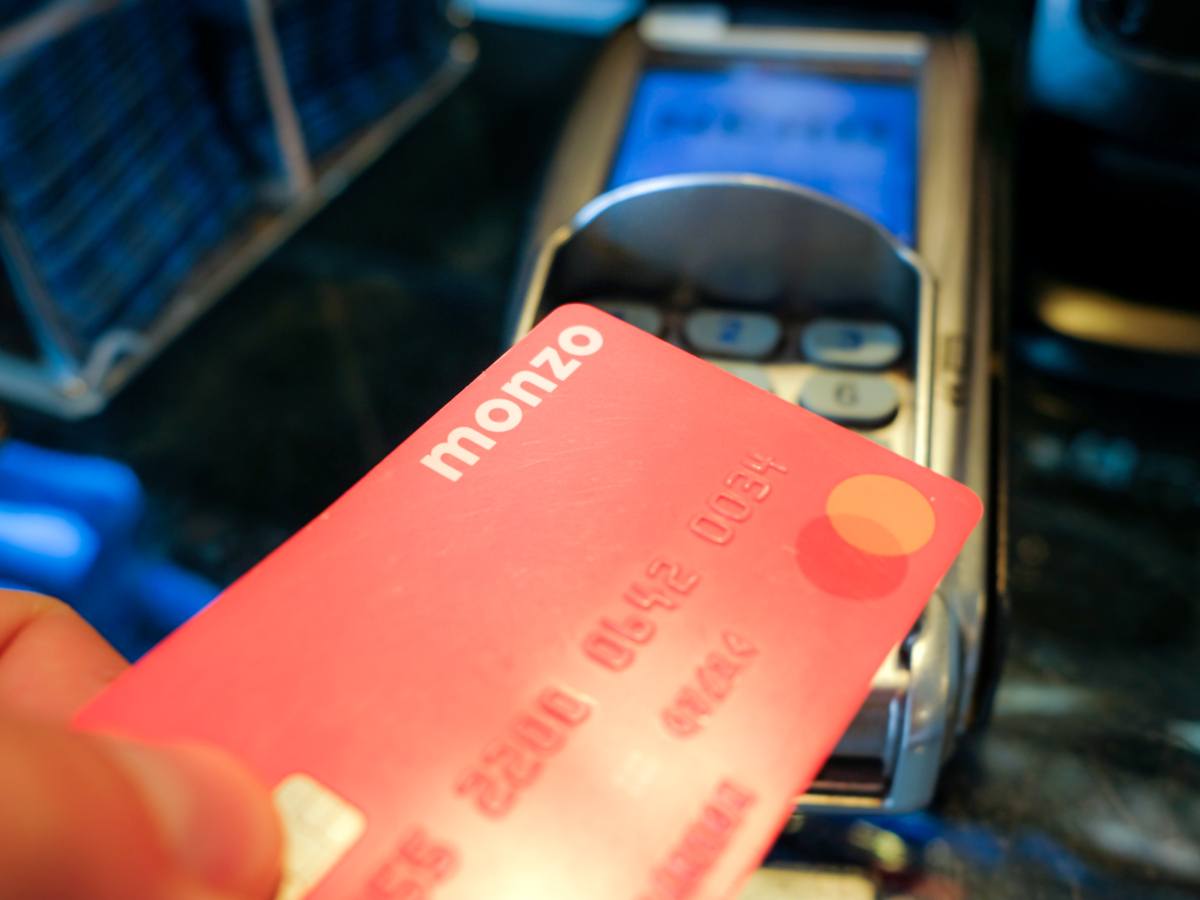 Monzo bank card and POS terminal