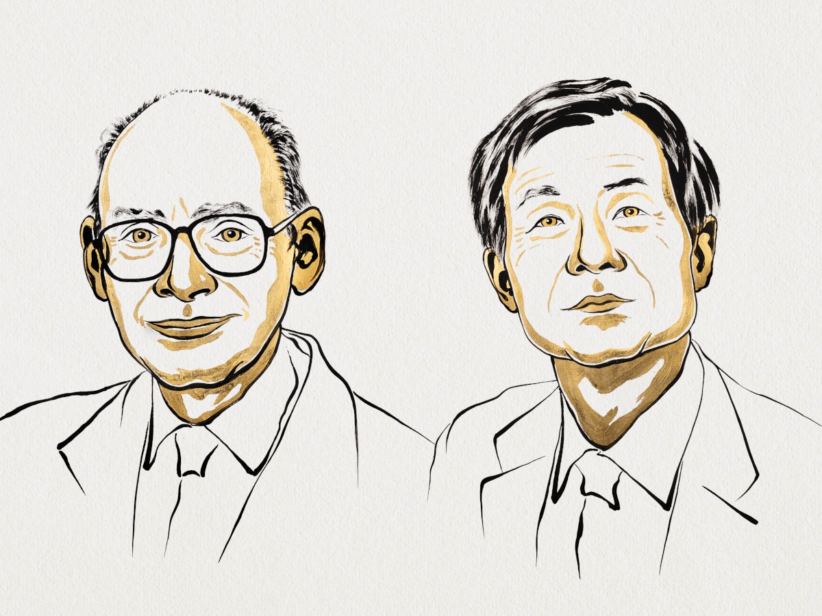 An illustration of two men, one with glasses, over an off-white background.
