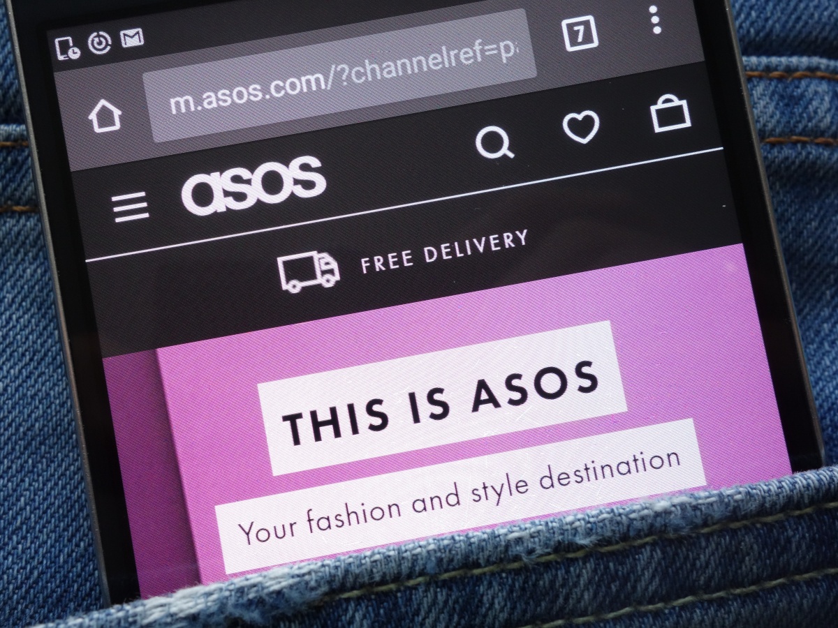Smartphone displaying fashion retailer ASOS